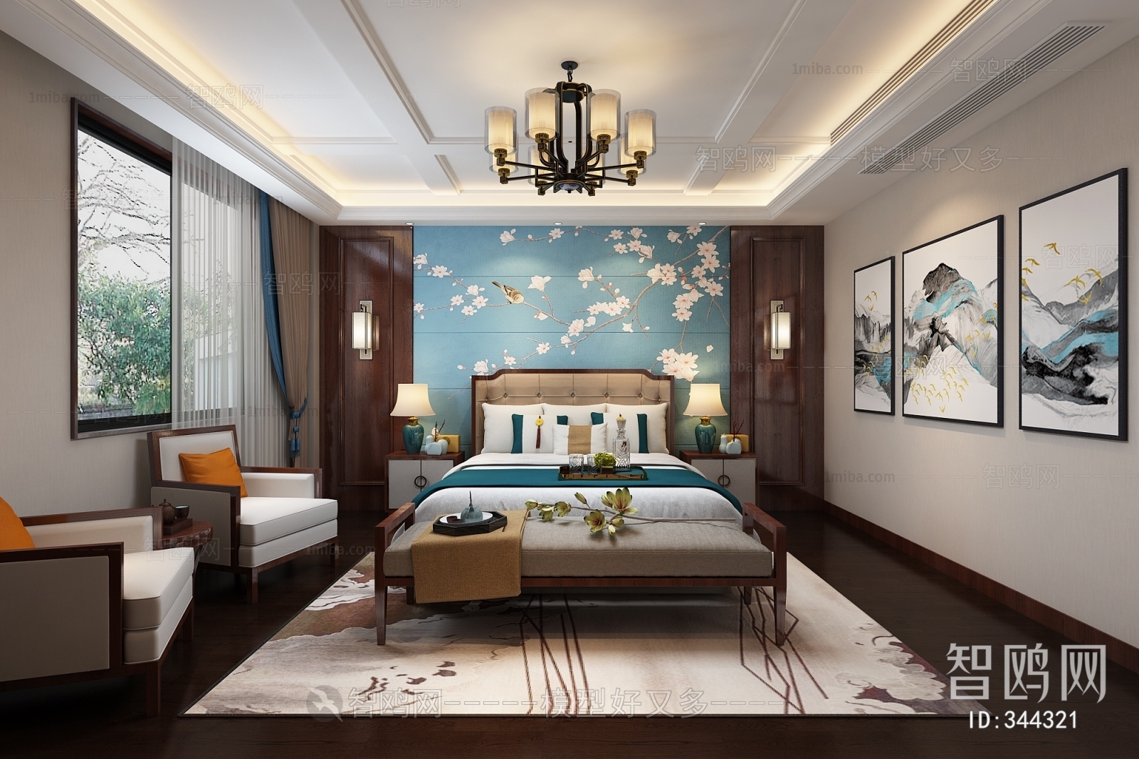 New Chinese Style Bedroom