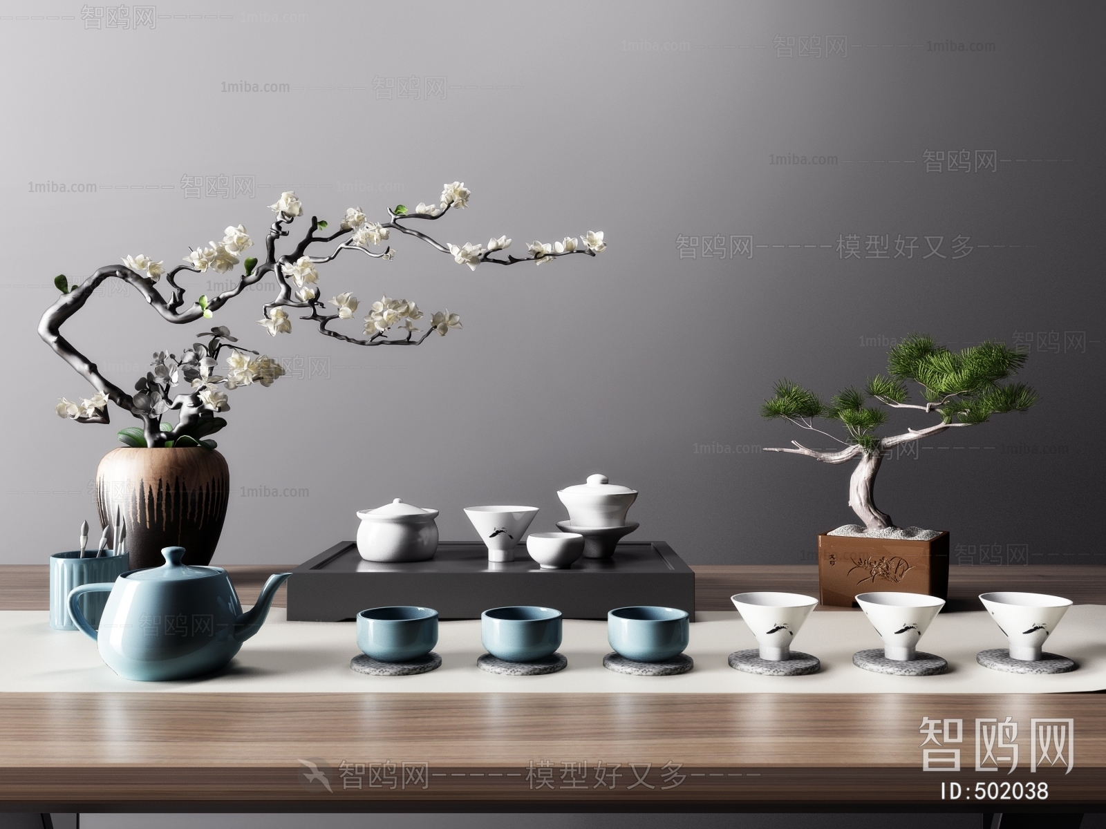 新中式茶具花艺组合