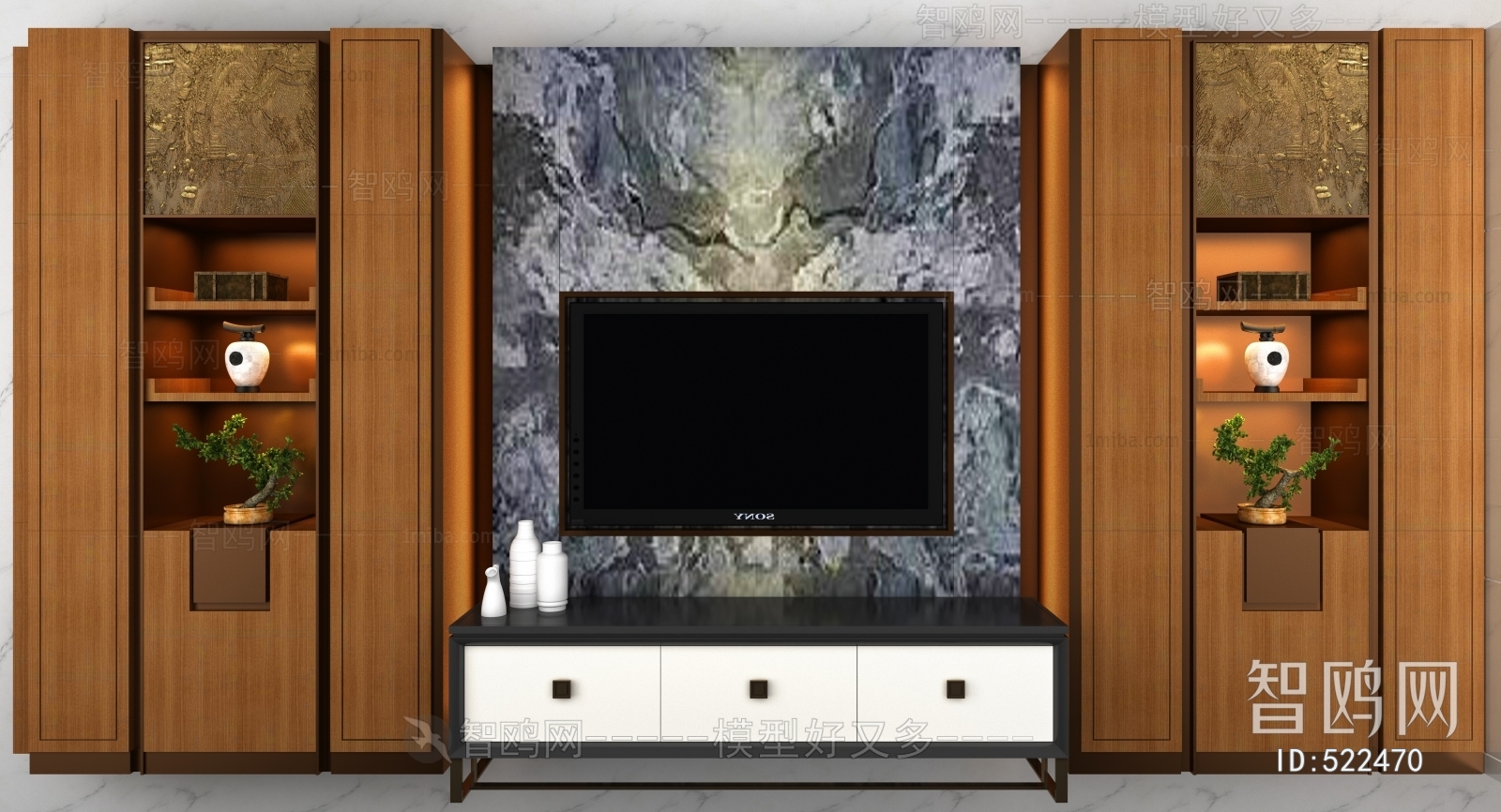 New Chinese Style TV Wall