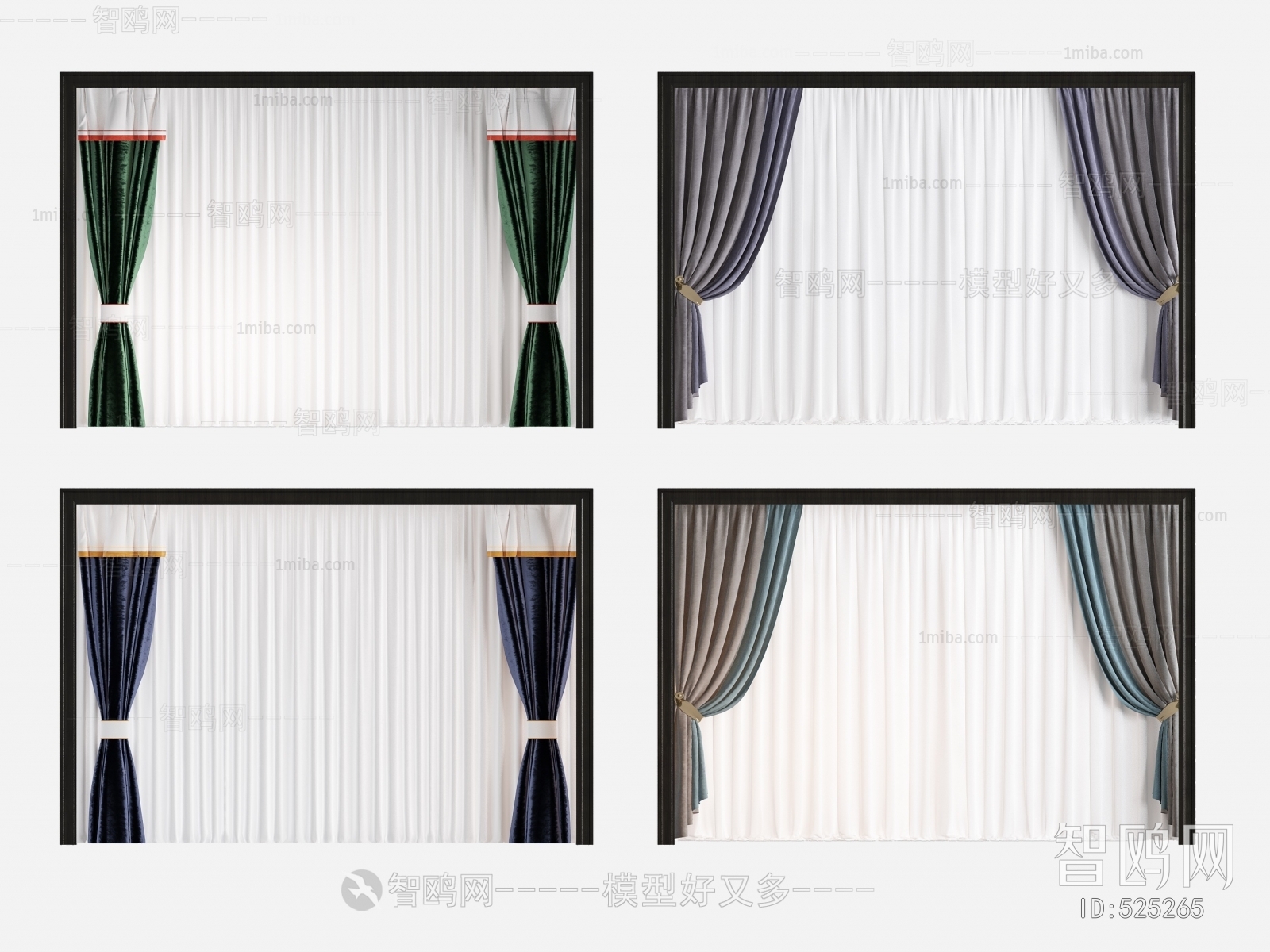 新中式布艺窗帘组合