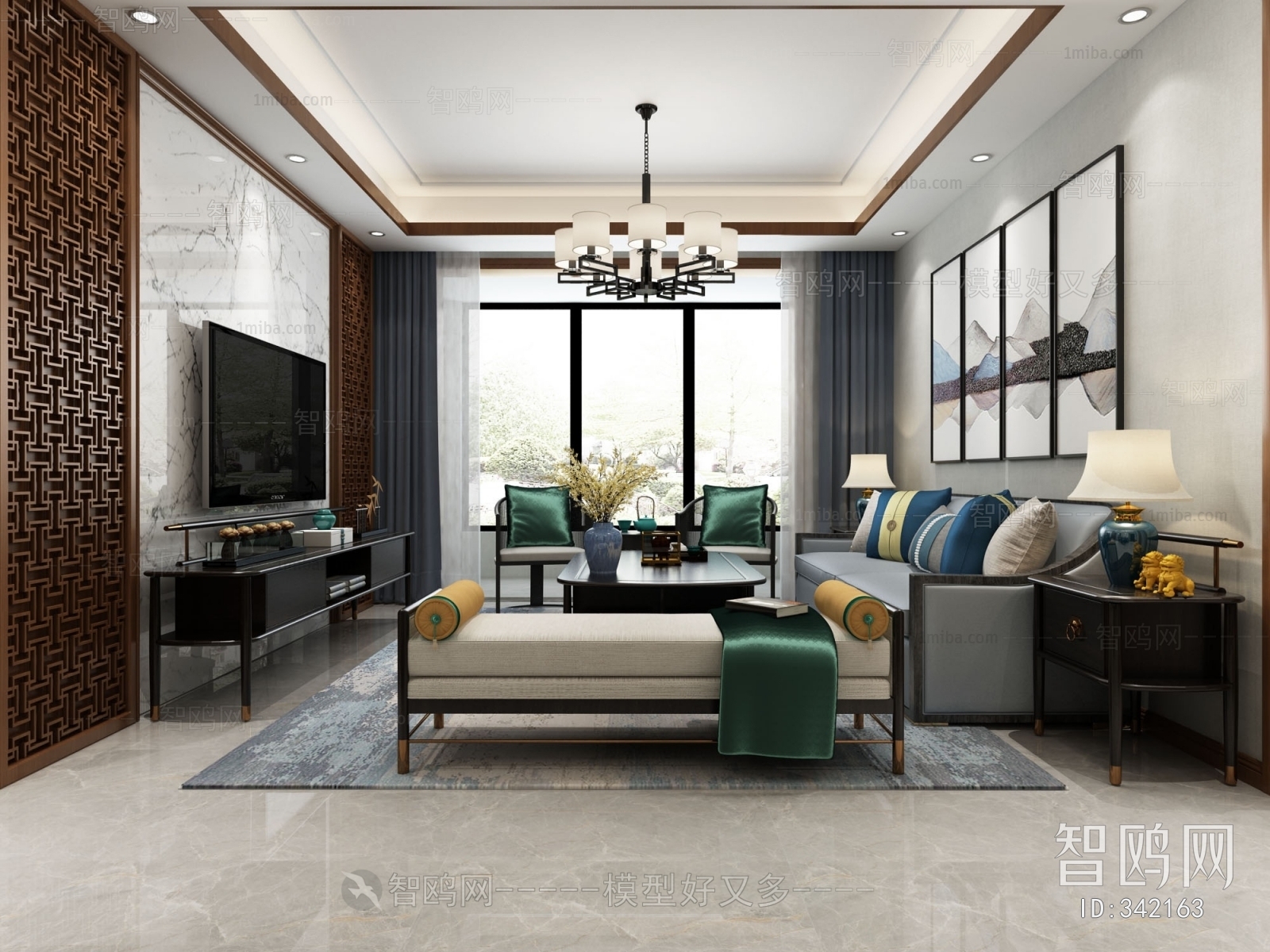 New Chinese Style A Living Room