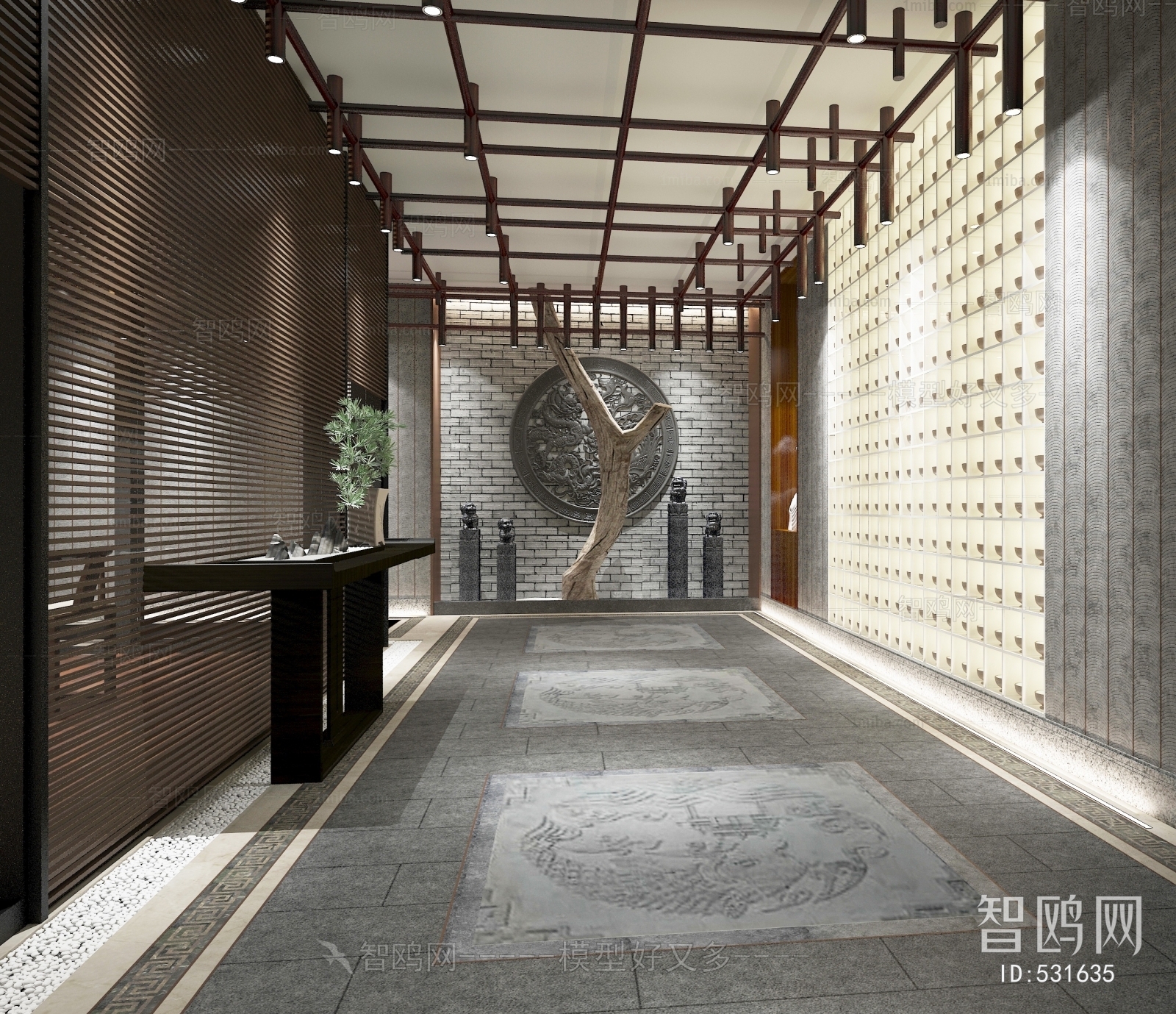 新中式酒店空间玄关空间