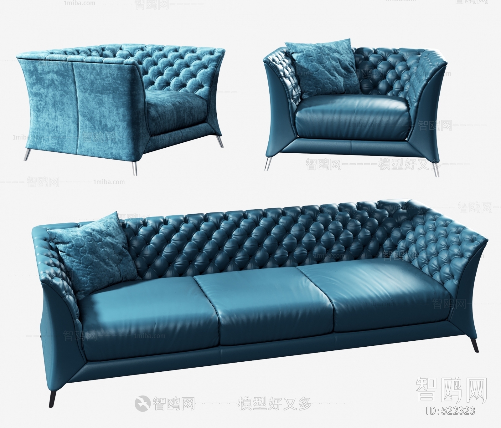 Simple European Style Three-seat Sofa