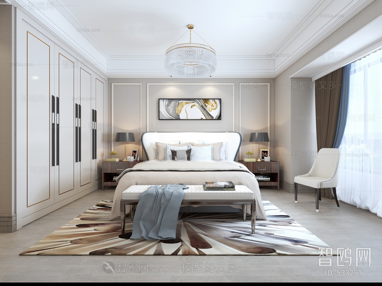 Simple European Style Bedroom