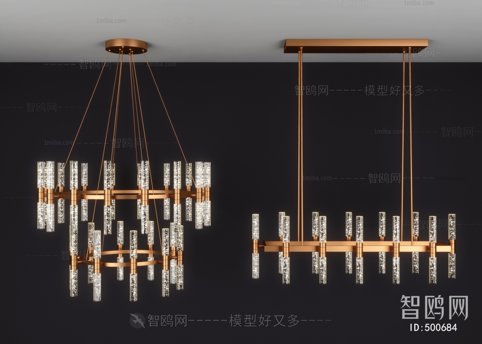 现代轻奢金属水晶吊灯组合