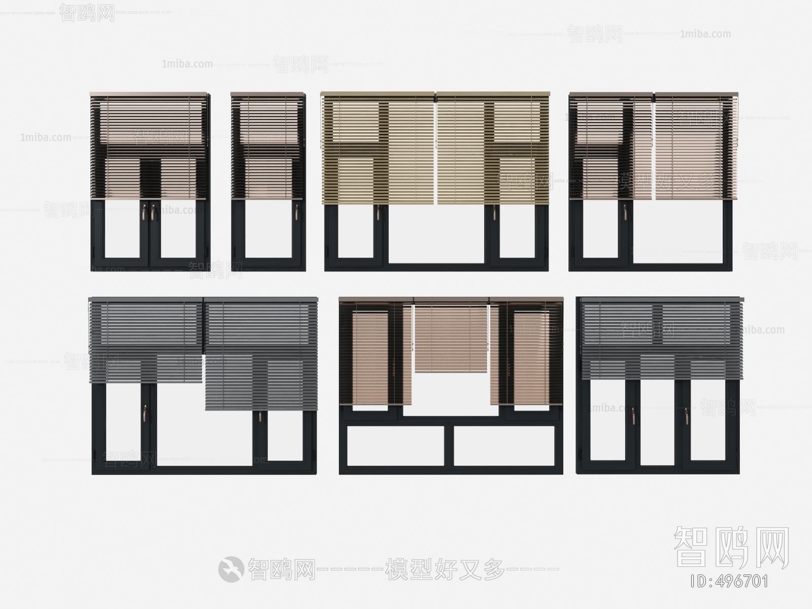 现代铝合金窗百叶窗帘组合