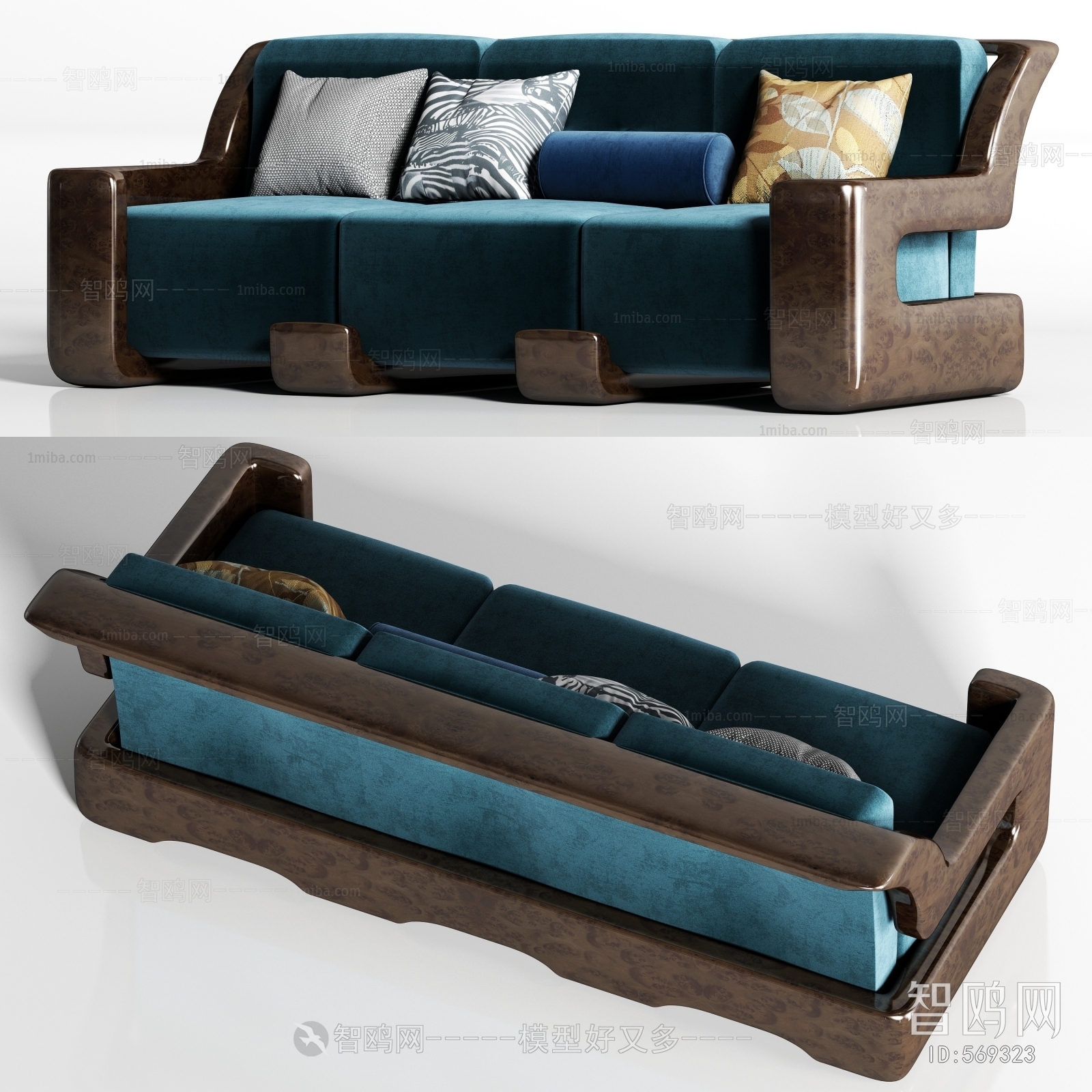 New Chinese Style Three-seat Sofa