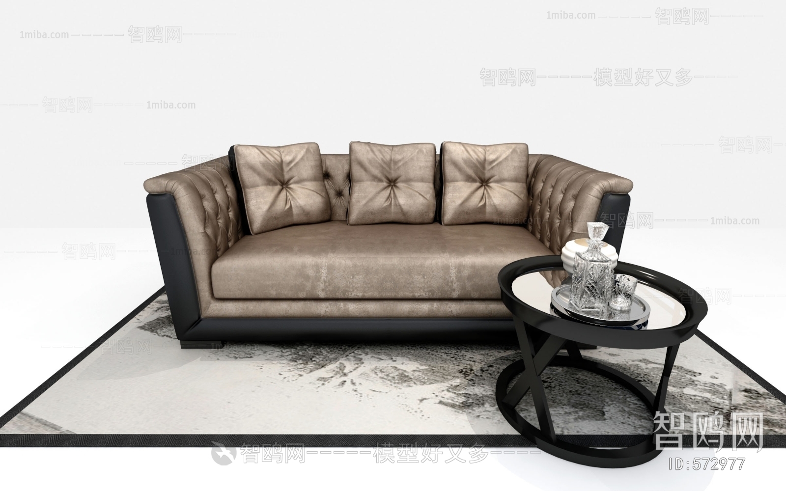 Simple European Style Three-seat Sofa