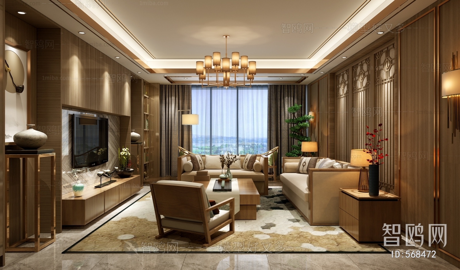 New Chinese Style A Living Room