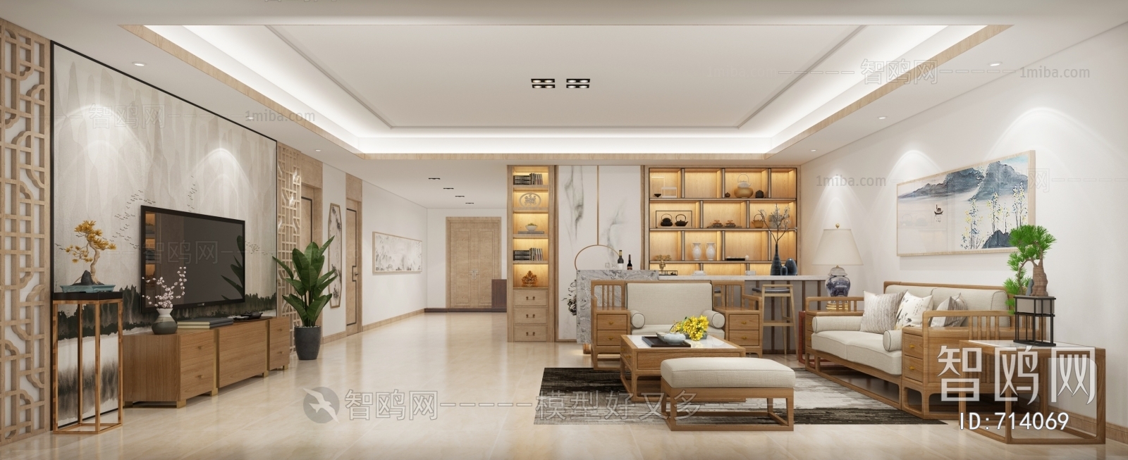 New Chinese Style A Living Room