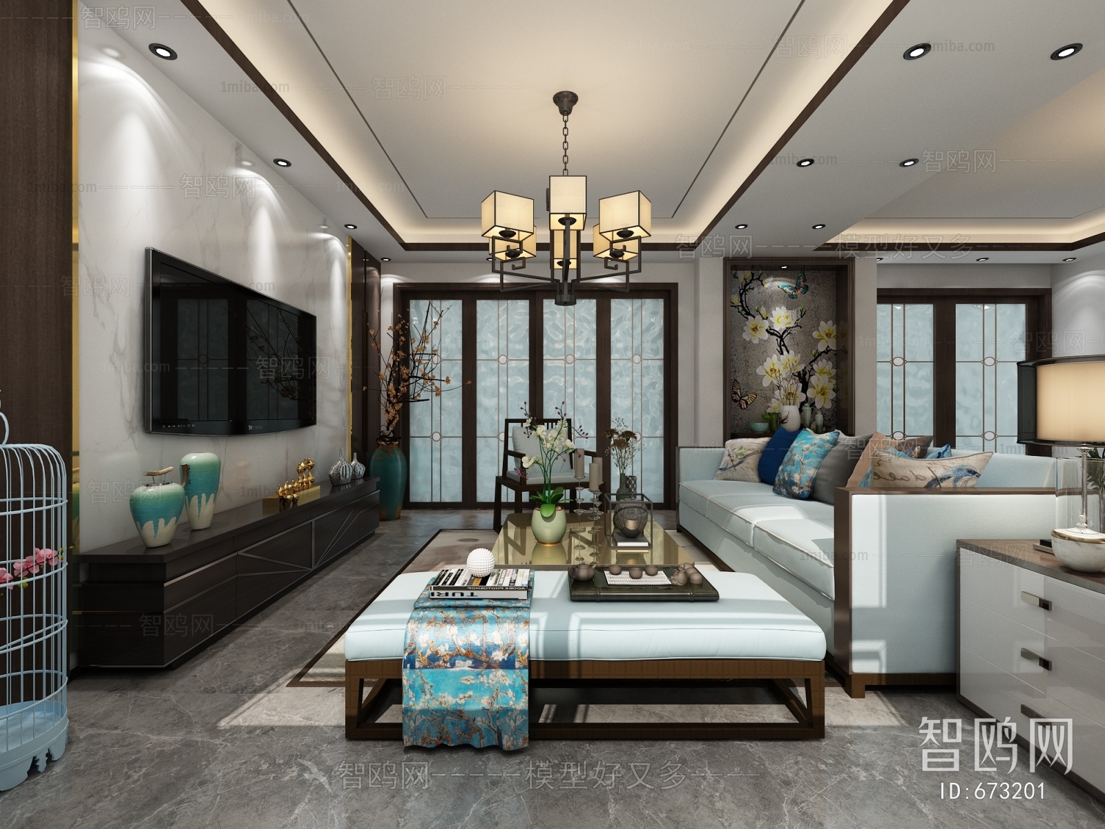 New Chinese Style A Living Room