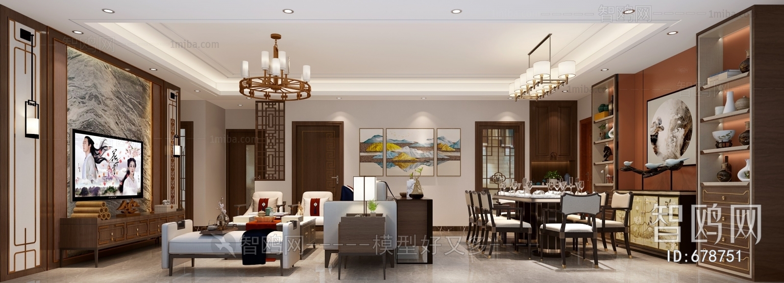 New Chinese Style A Living Room