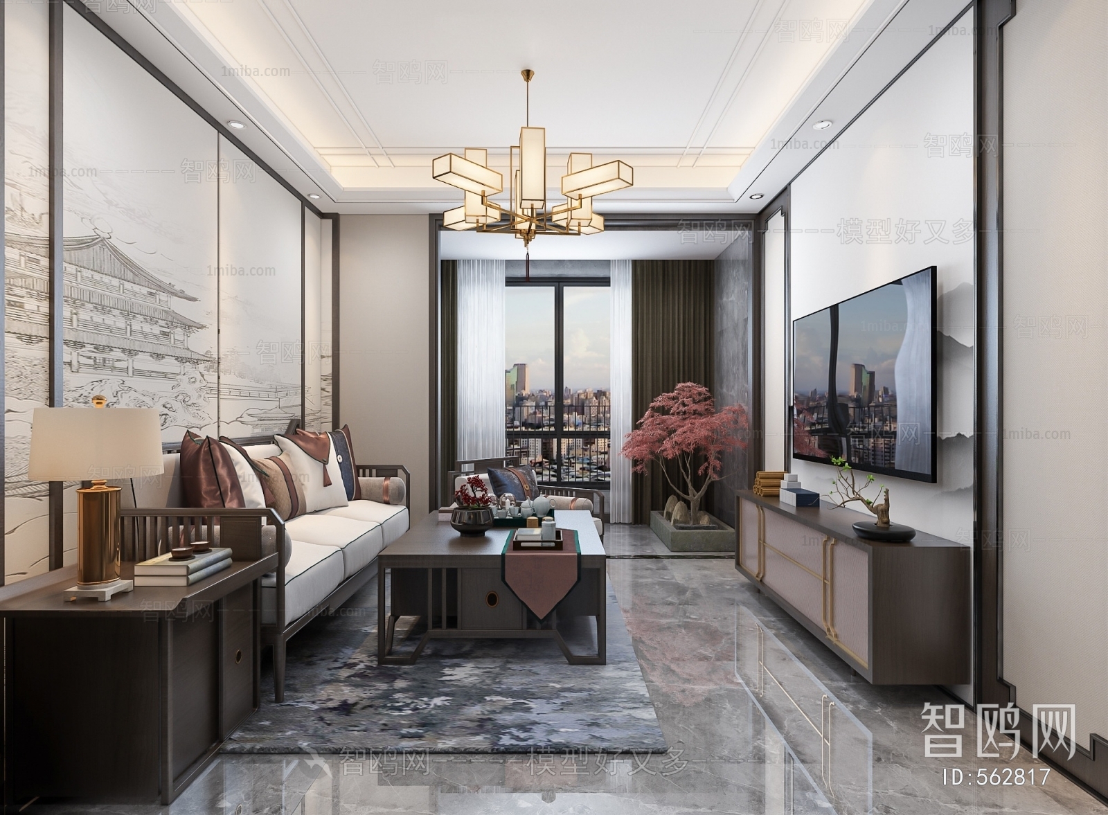 New Chinese Style A Living Room