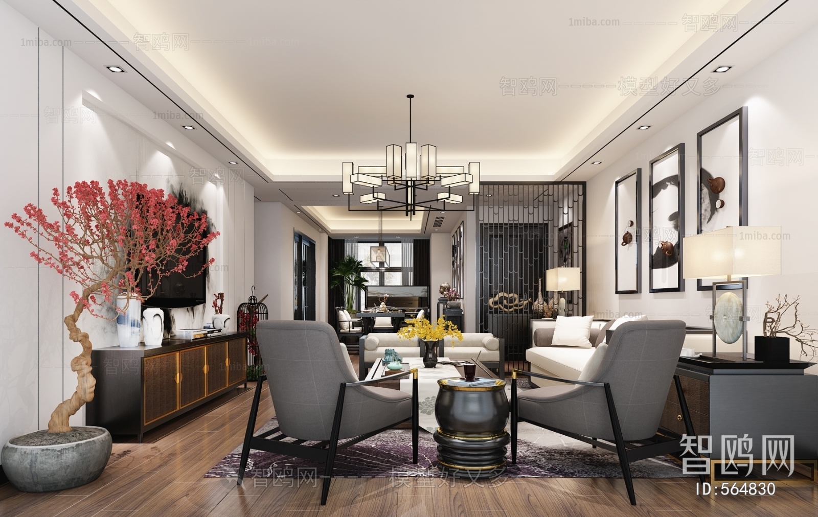 New Chinese Style A Living Room