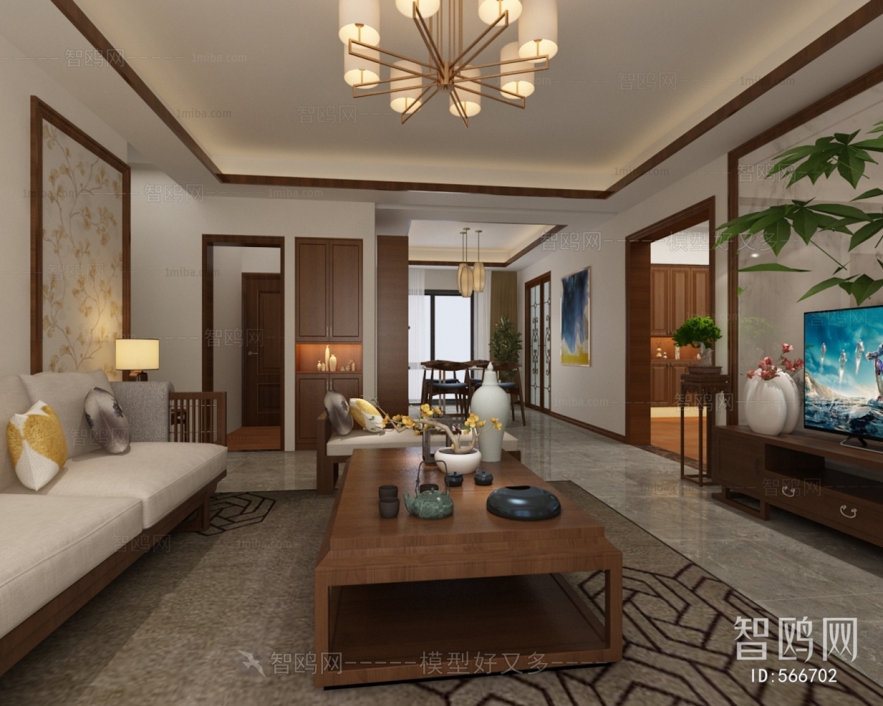 New Chinese Style A Living Room