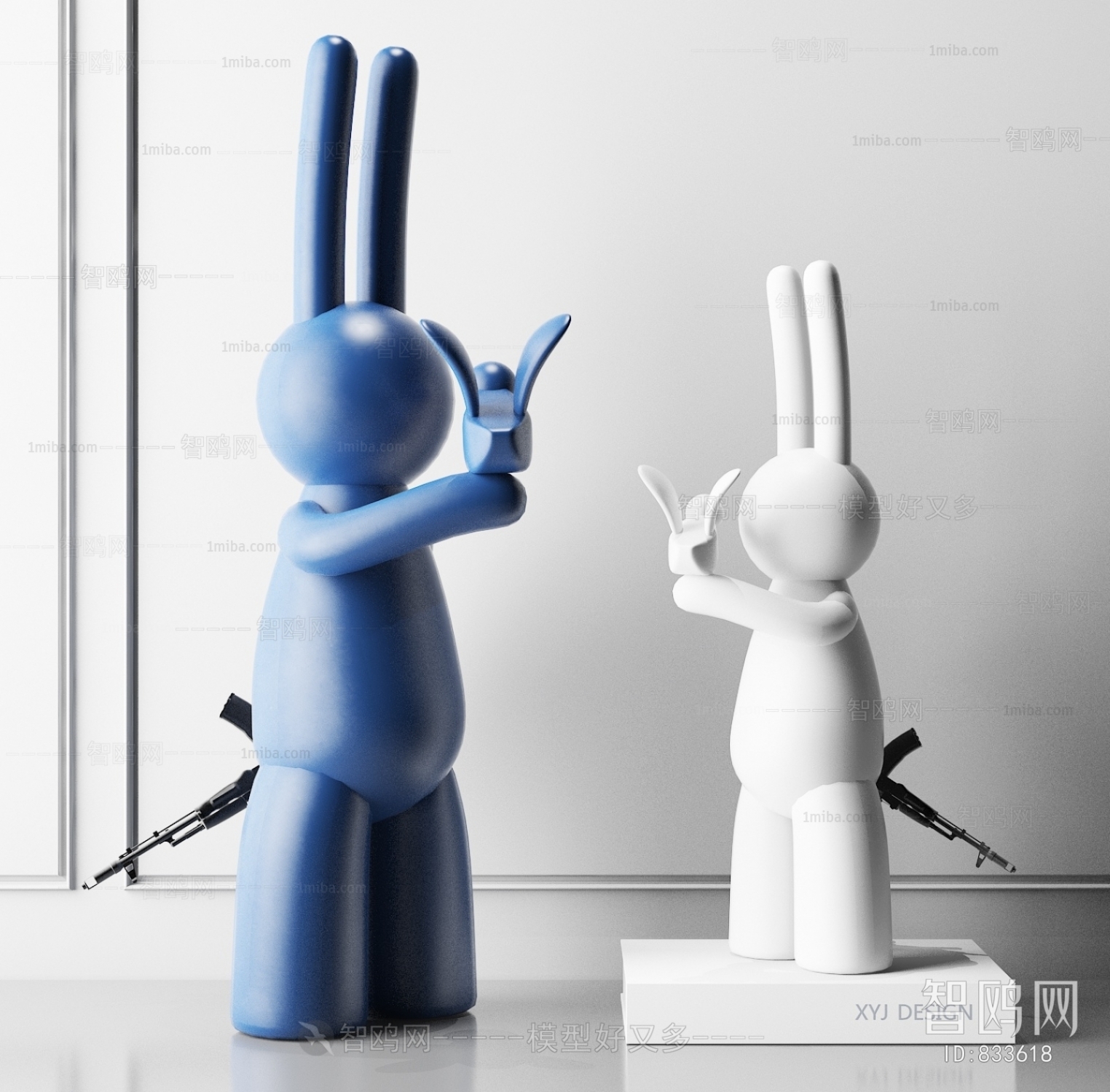 现代兔子雕塑摆件