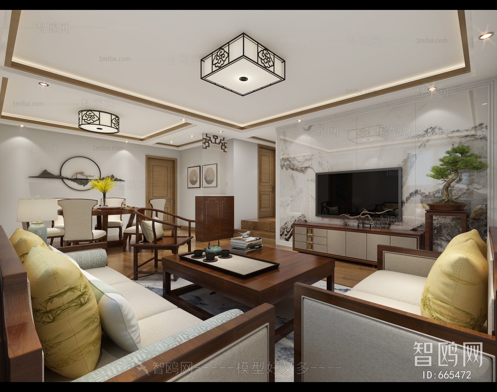 New Chinese Style A Living Room