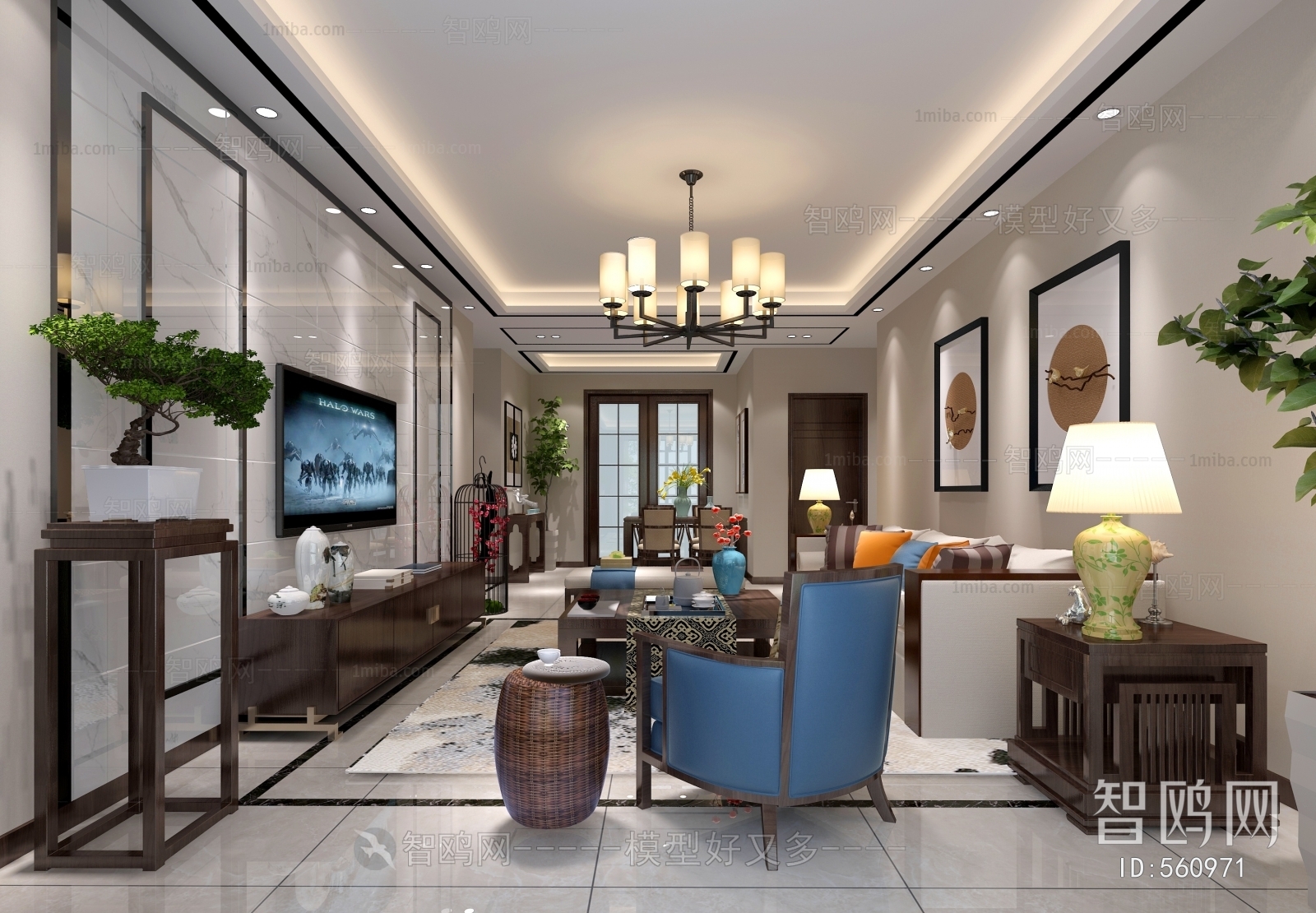 New Chinese Style A Living Room