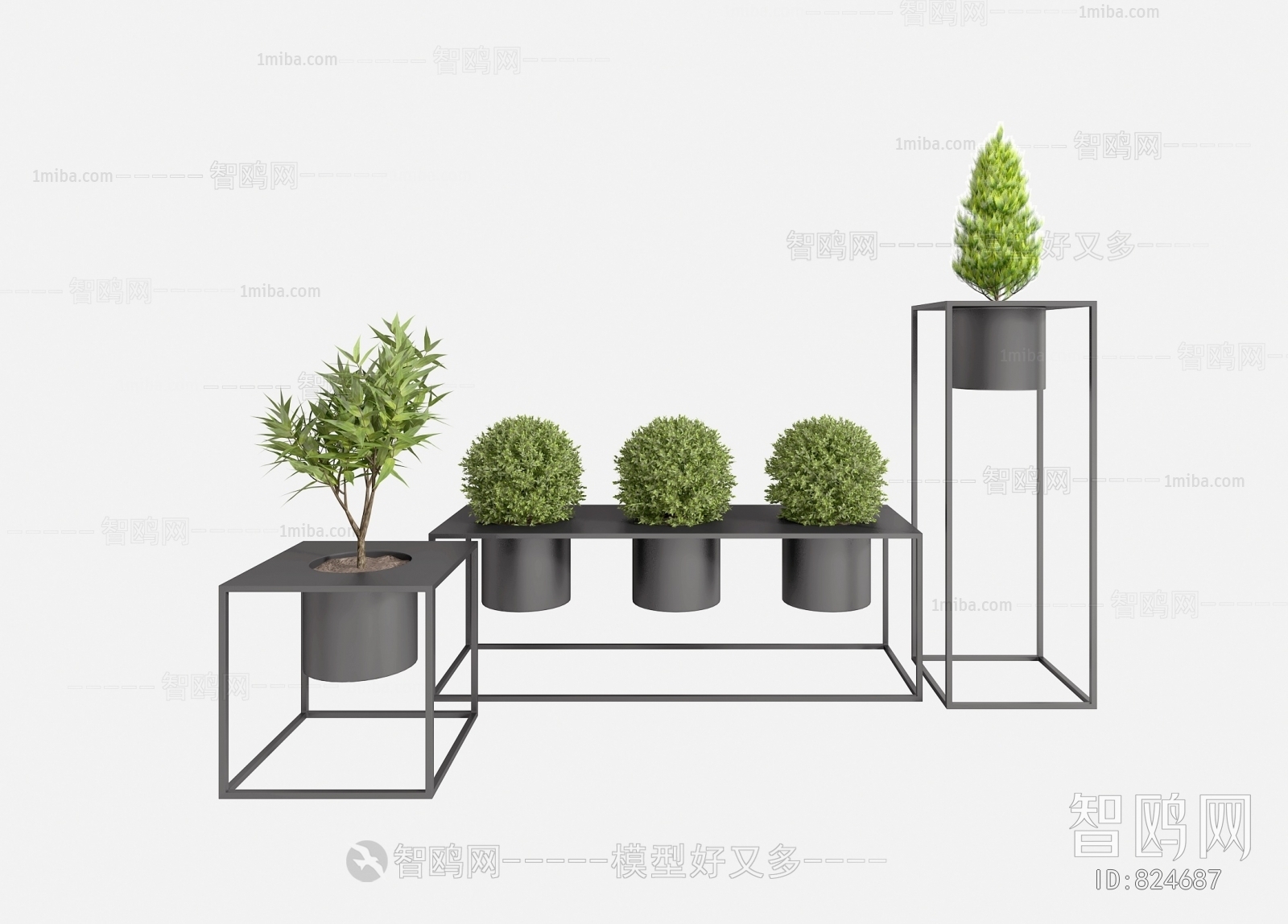 Modern Potted Green Plant