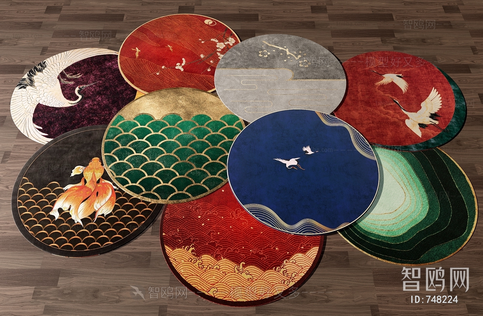 New Chinese Style Circular Carpet