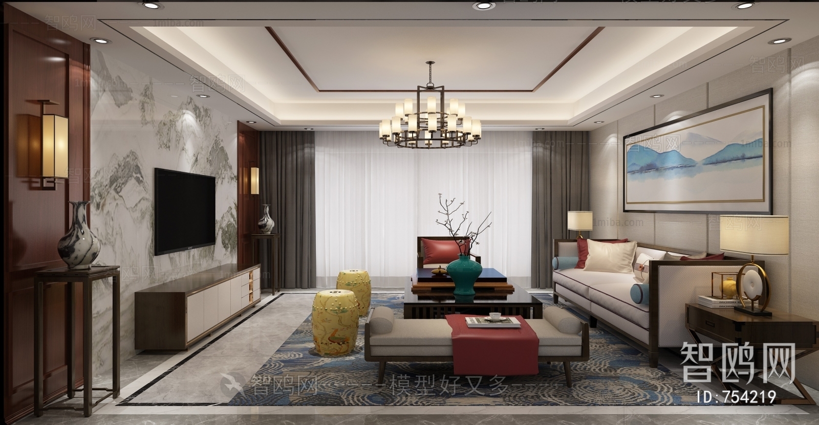 New Chinese Style A Living Room