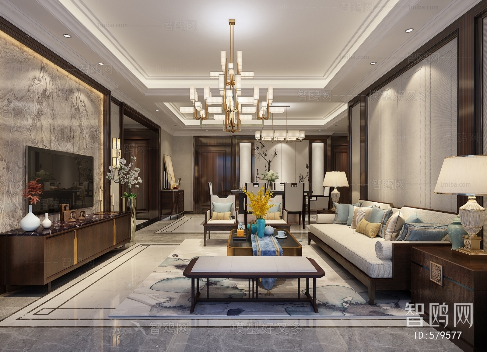 New Chinese Style A Living Room