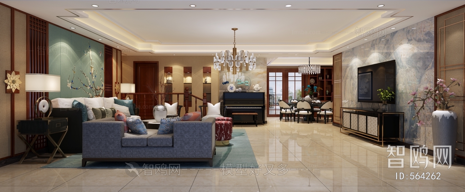 New Chinese Style A Living Room