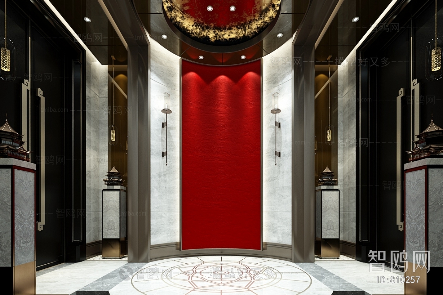 New Chinese Style Corridor Elevator Hall