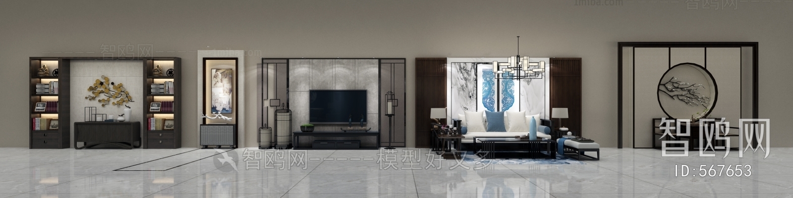 New Chinese Style TV Wall