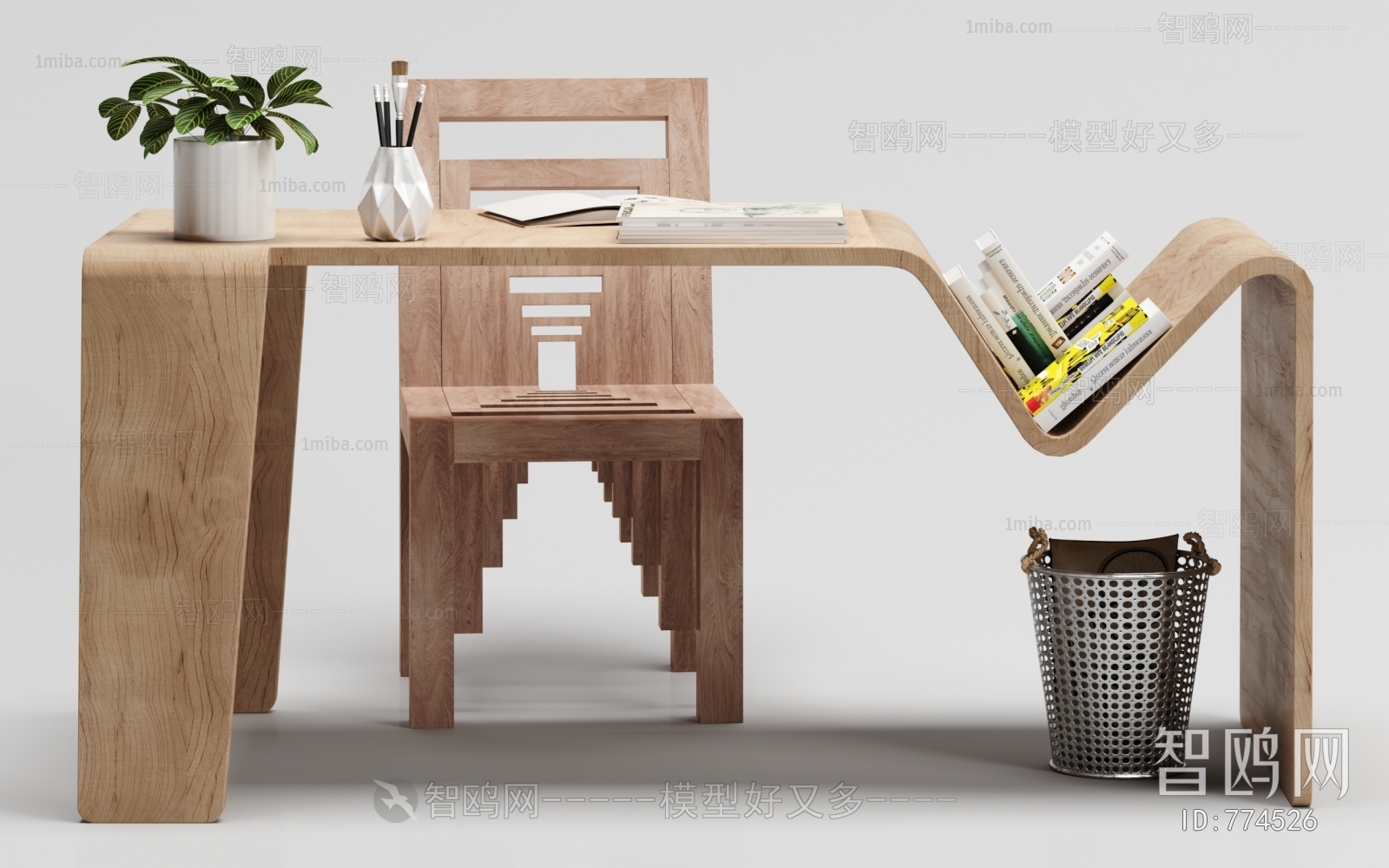 北欧实木书桌椅