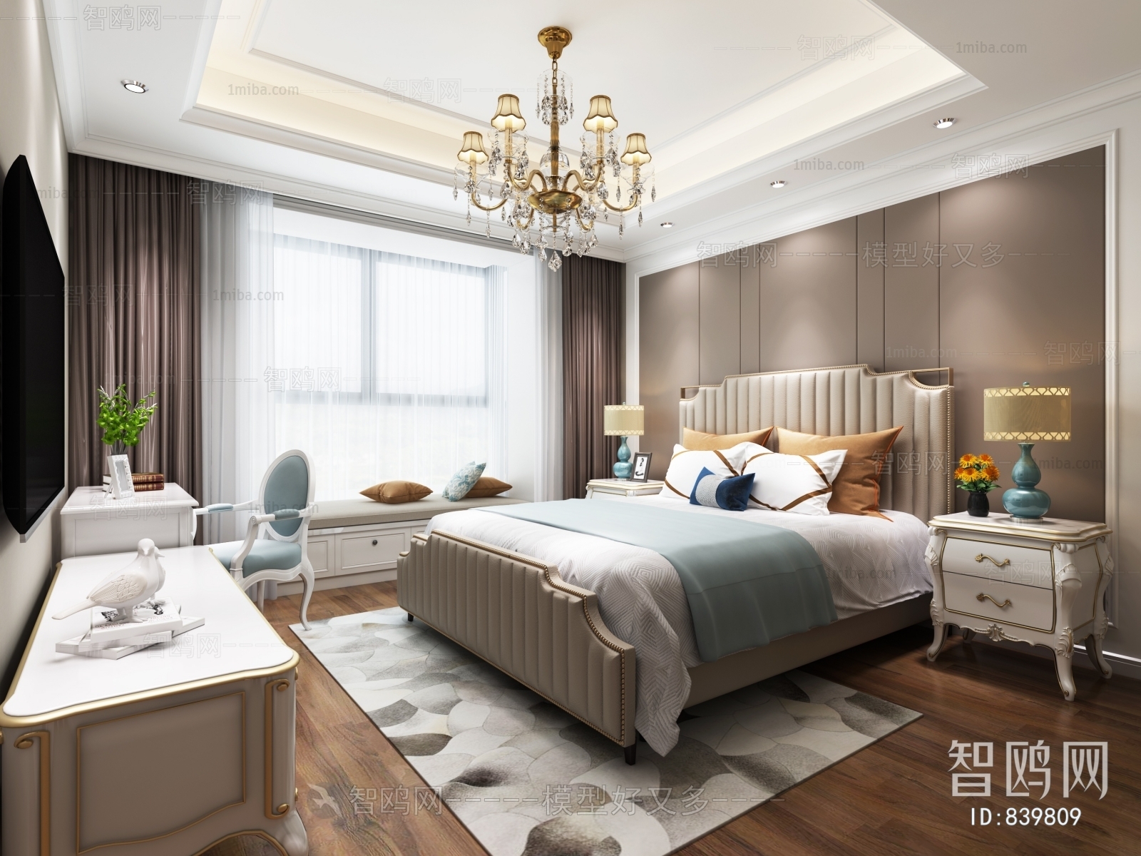 Simple European Style Bedroom