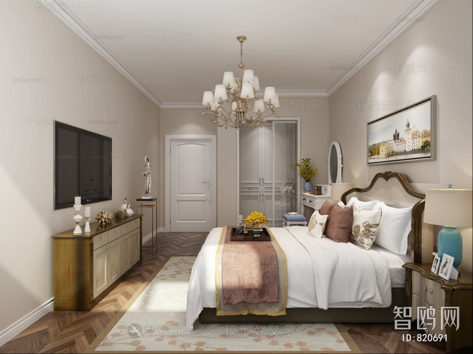 Simple European Style Bedroom