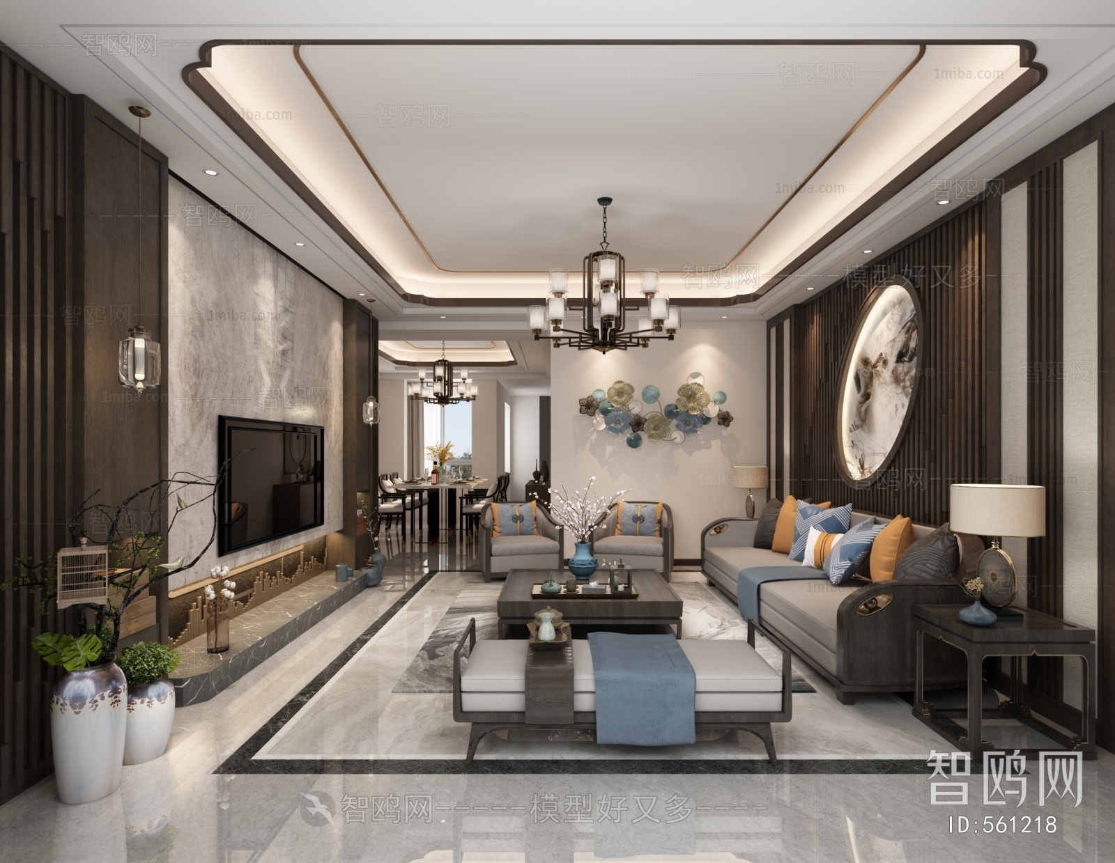 New Chinese Style A Living Room