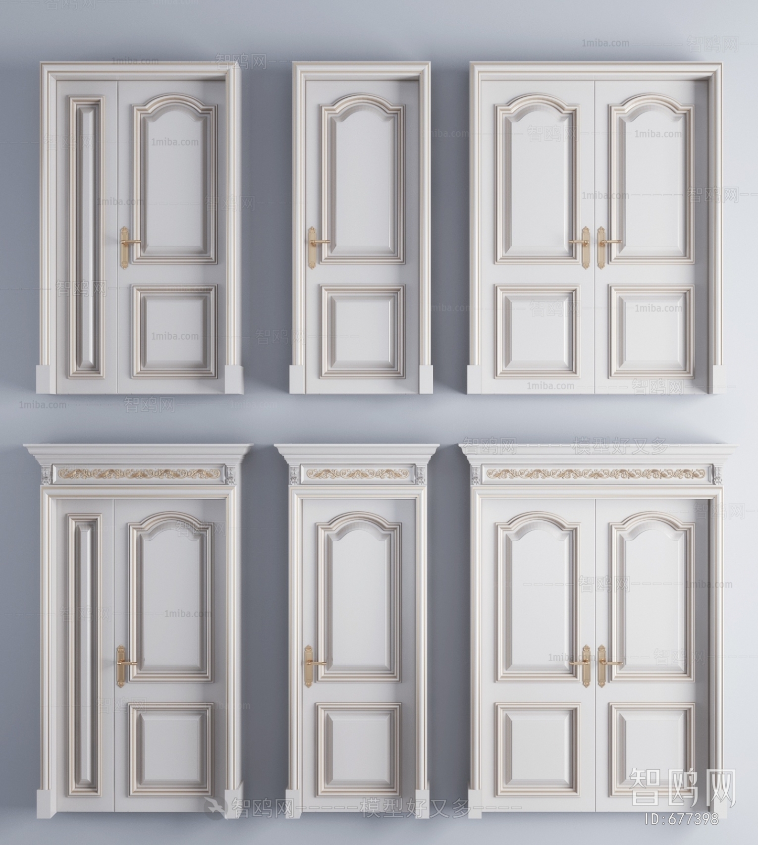 Simple European Style Unequal Double Door