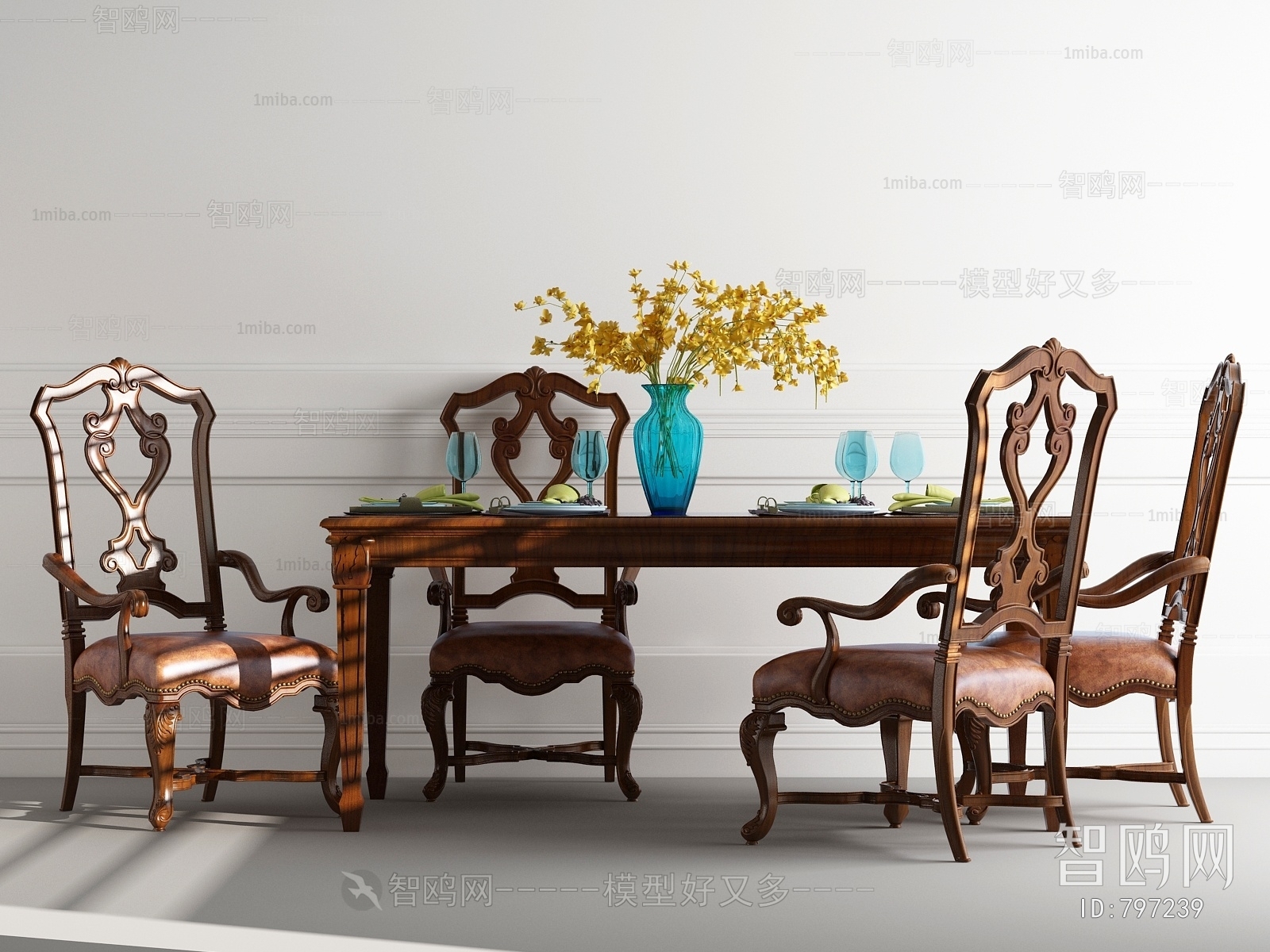 Simple European Style Dining Table And Chairs