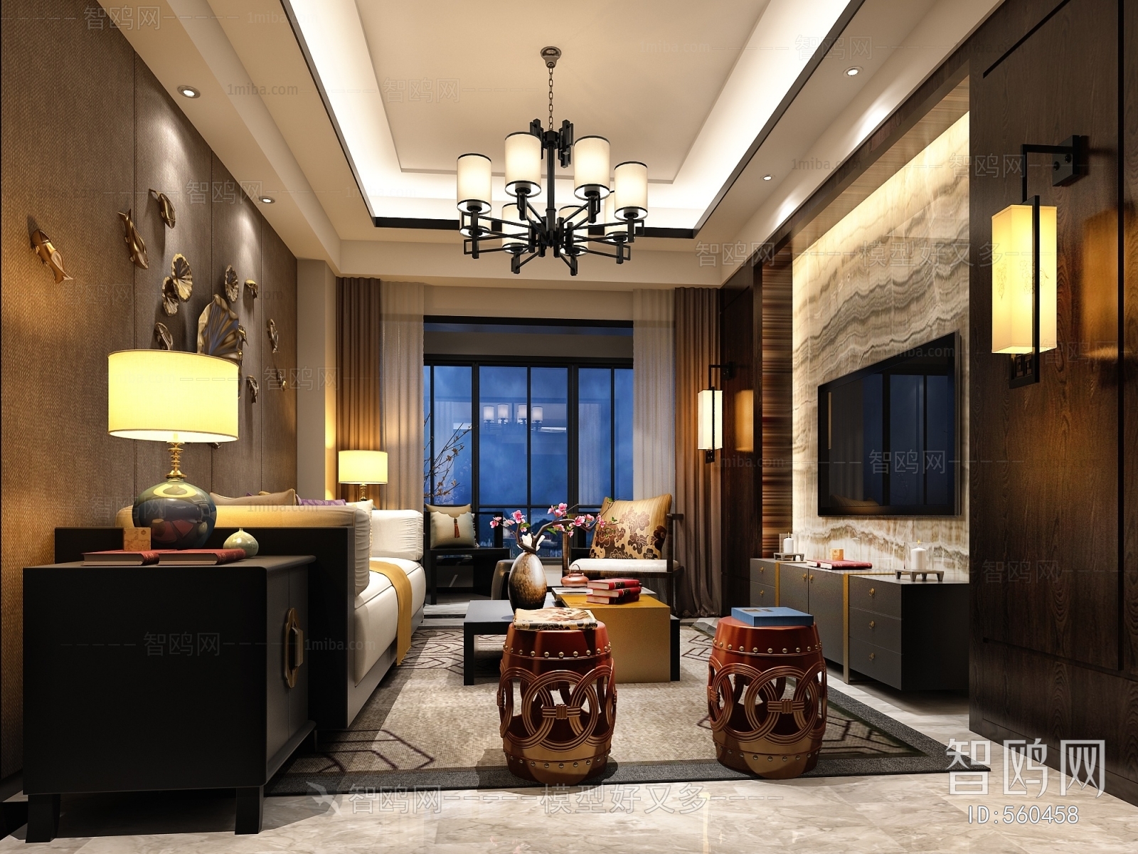 New Chinese Style A Living Room