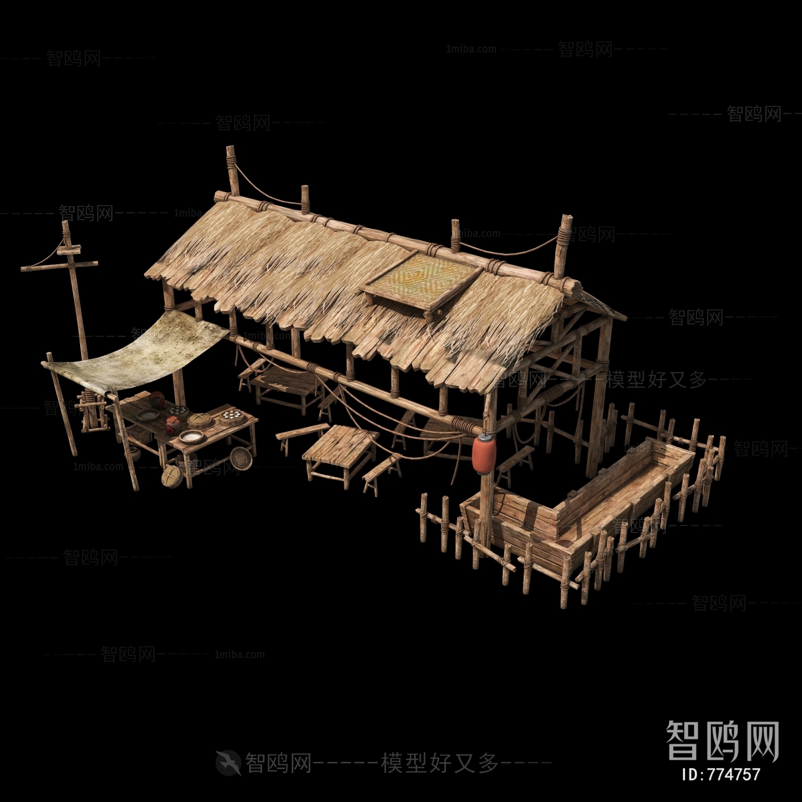 中式马厩 古建草屋
