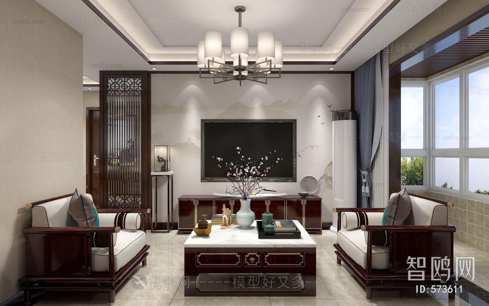 New Chinese Style A Living Room