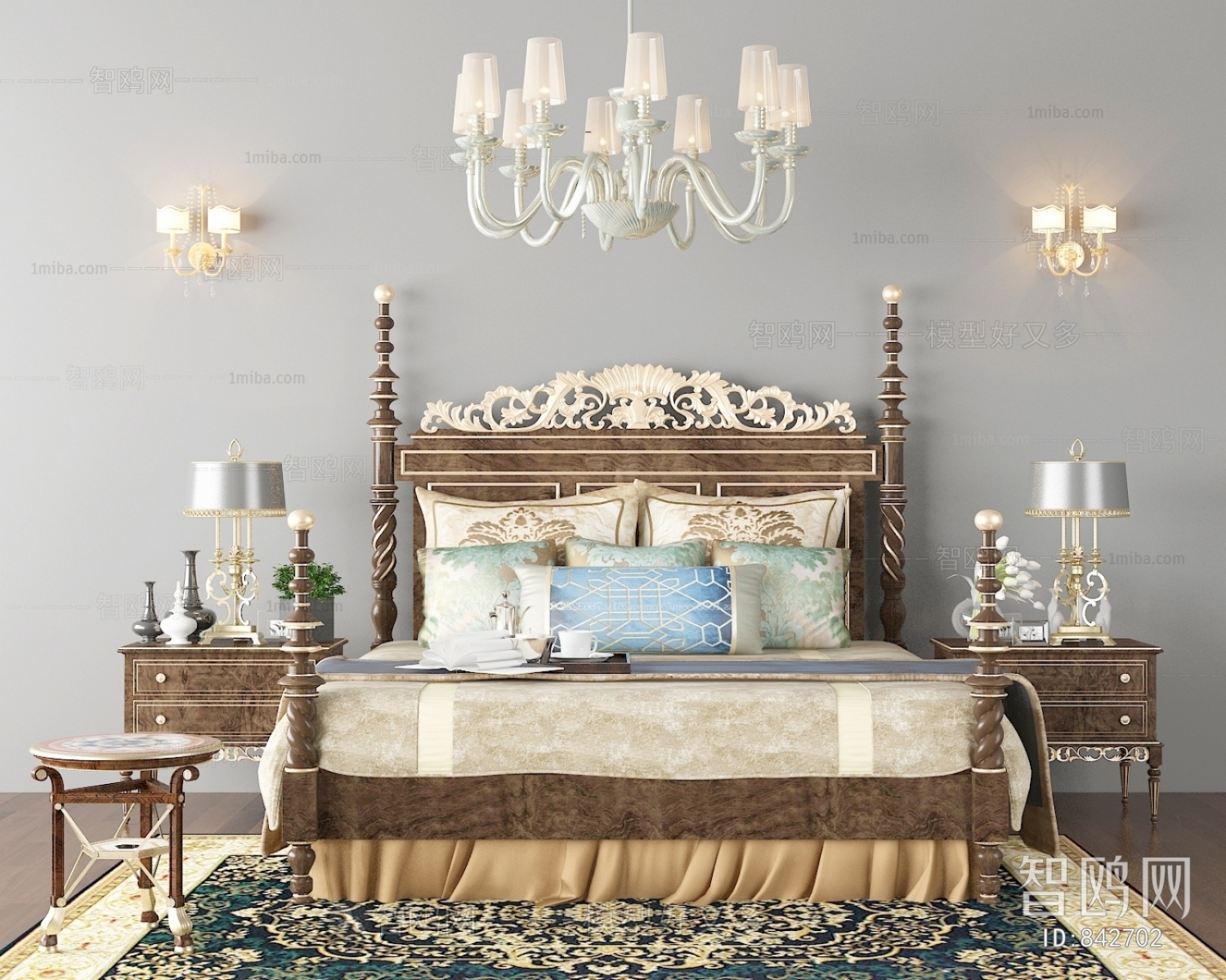 Simple European Style Double Bed