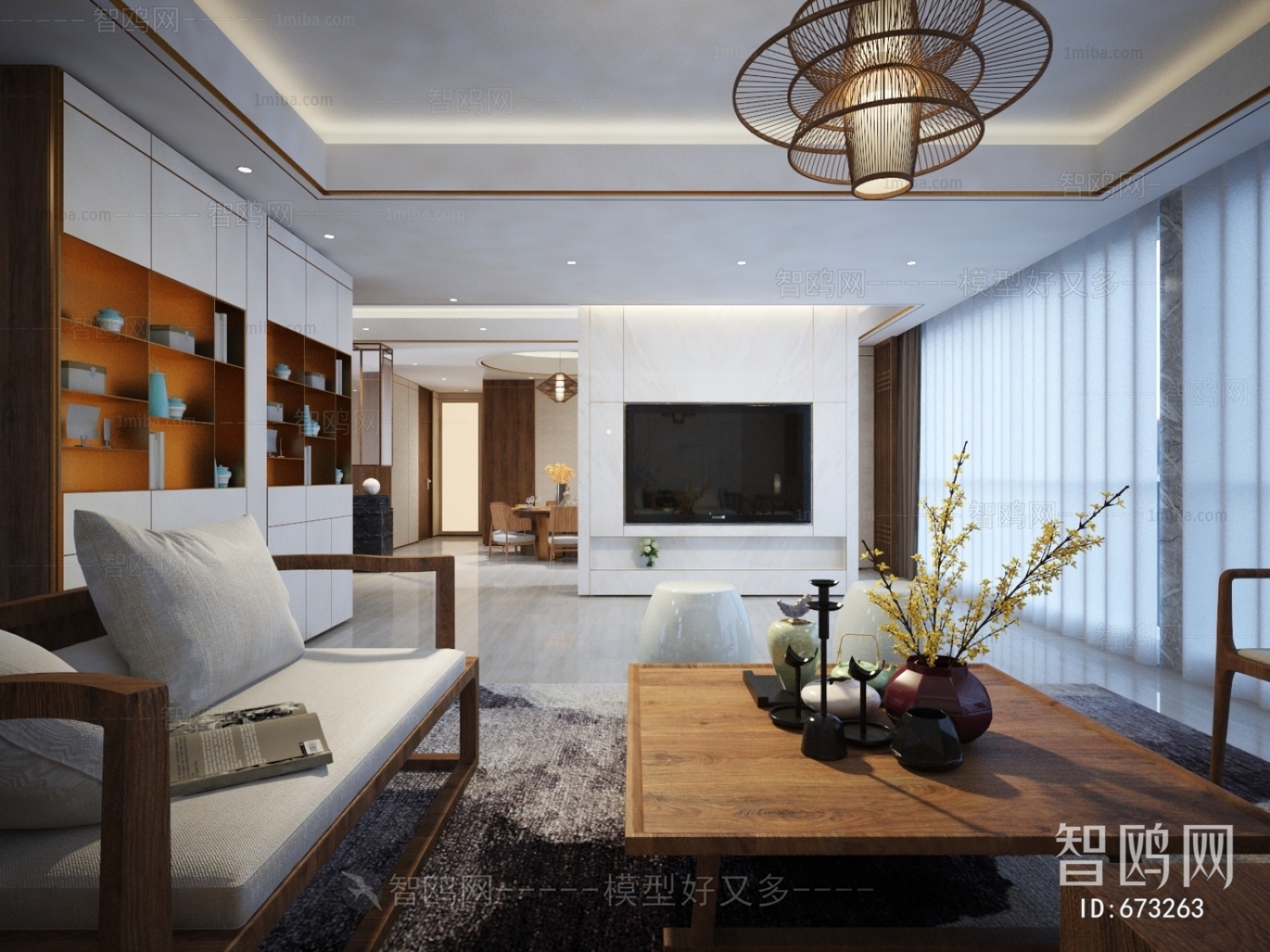 New Chinese Style A Living Room