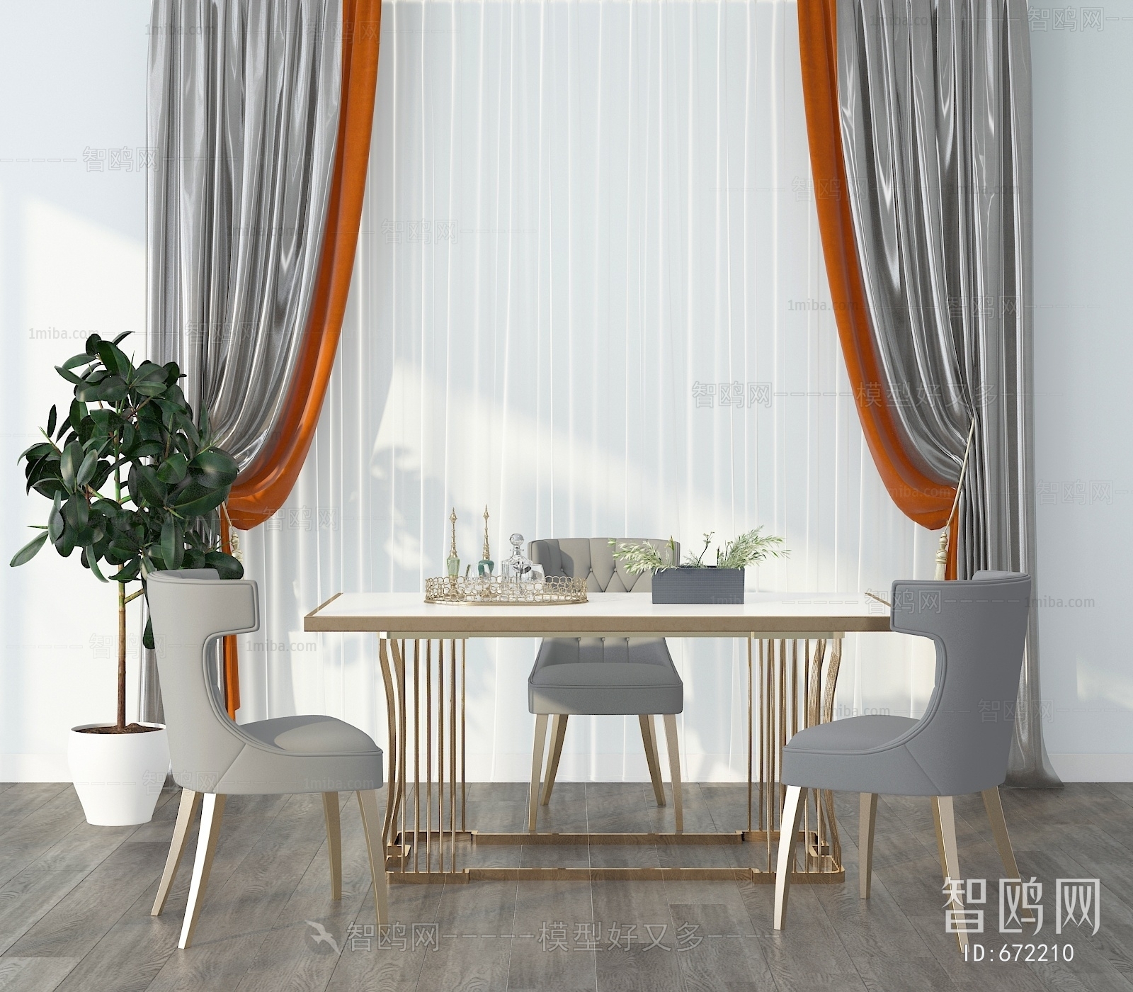 Simple European Style Dining Table And Chairs