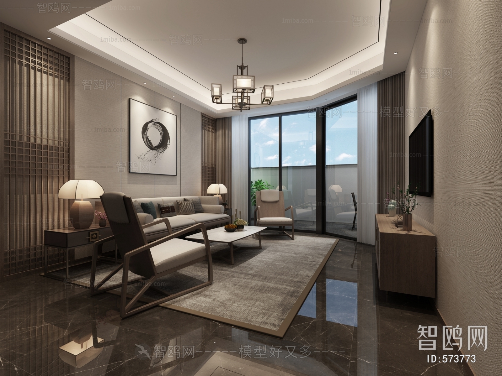 New Chinese Style A Living Room