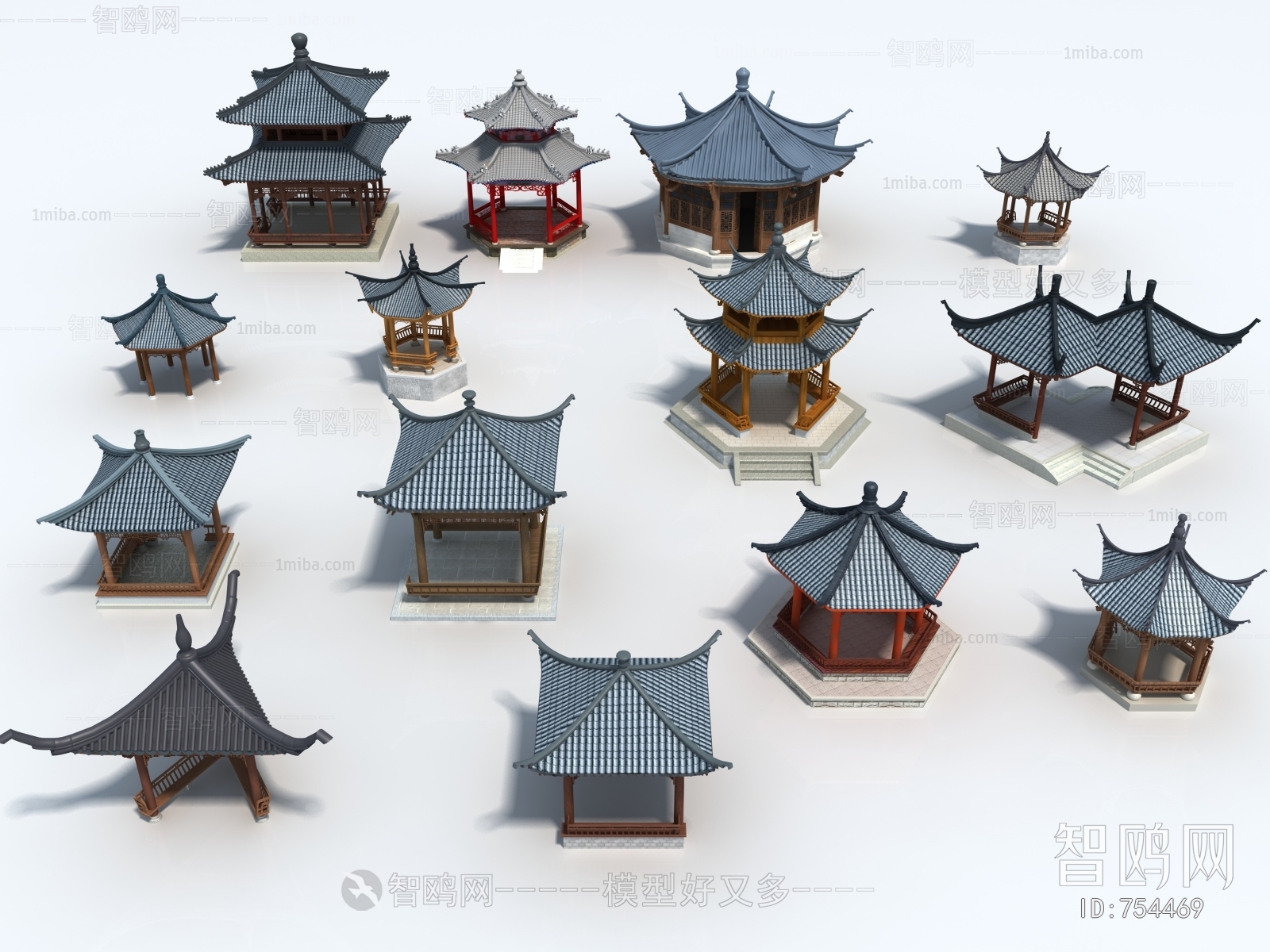 New Chinese Style Ancient Architectural Buildings