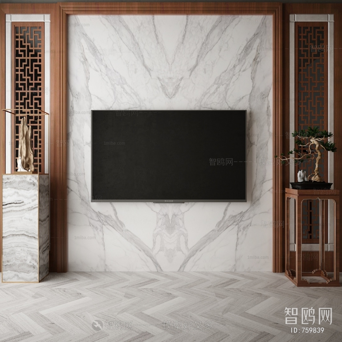 New Chinese Style TV Wall