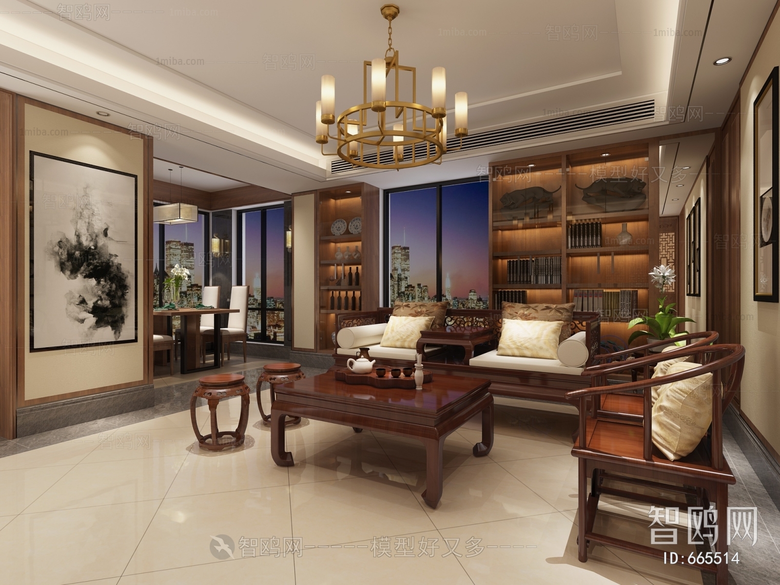 New Chinese Style A Living Room