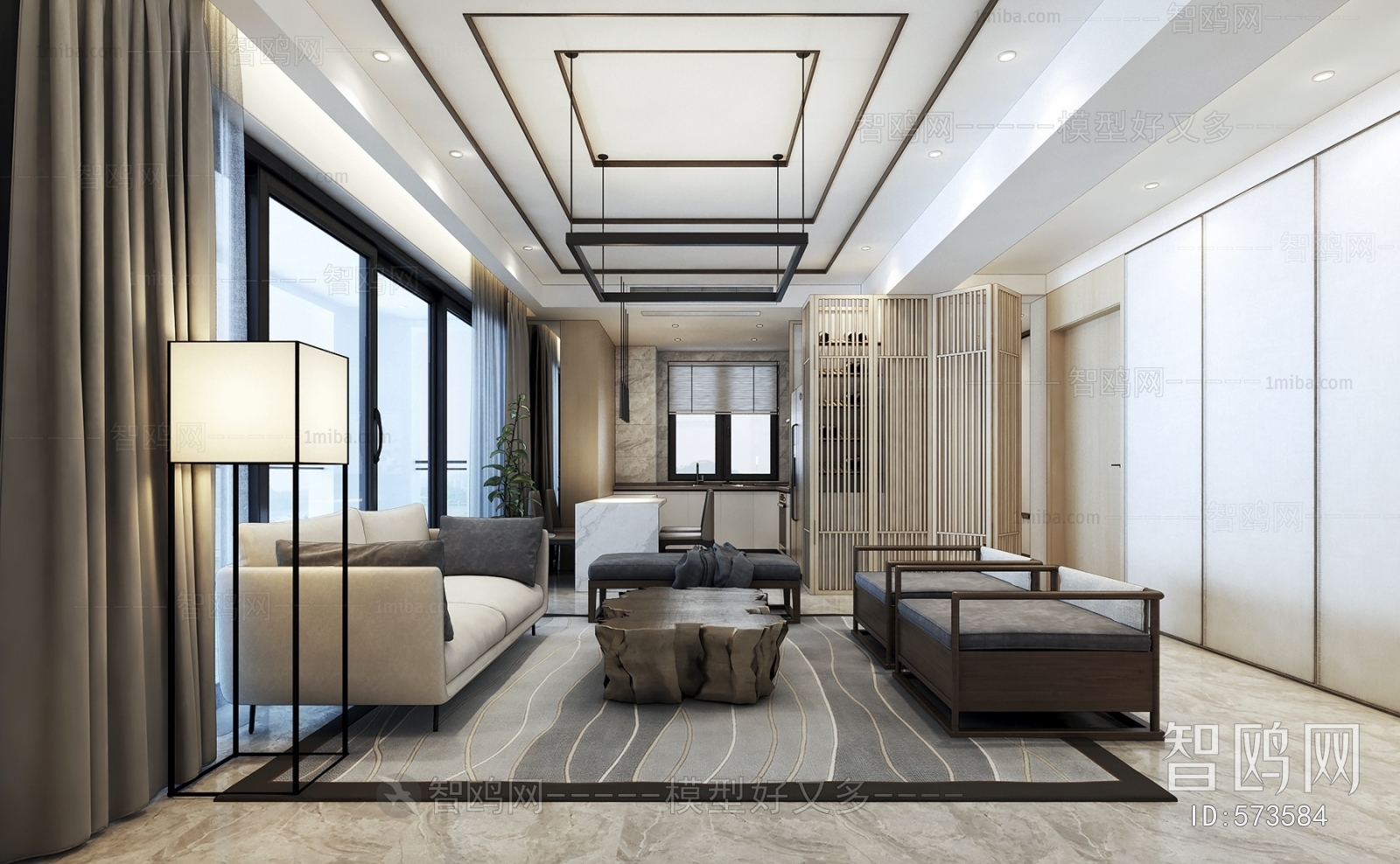 New Chinese Style A Living Room