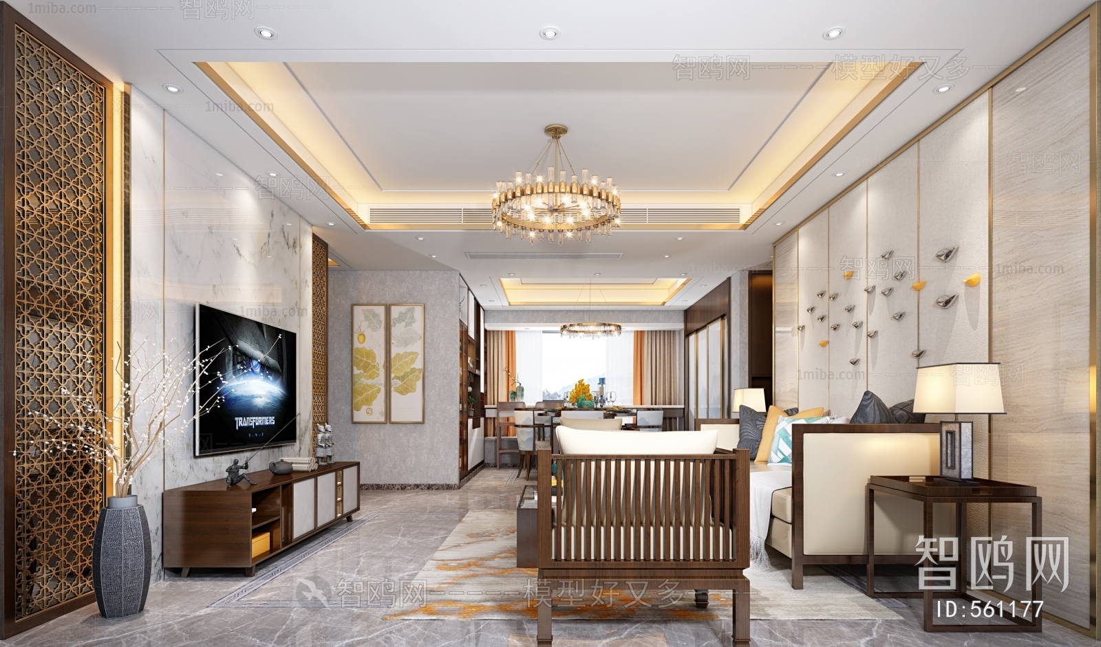 New Chinese Style A Living Room