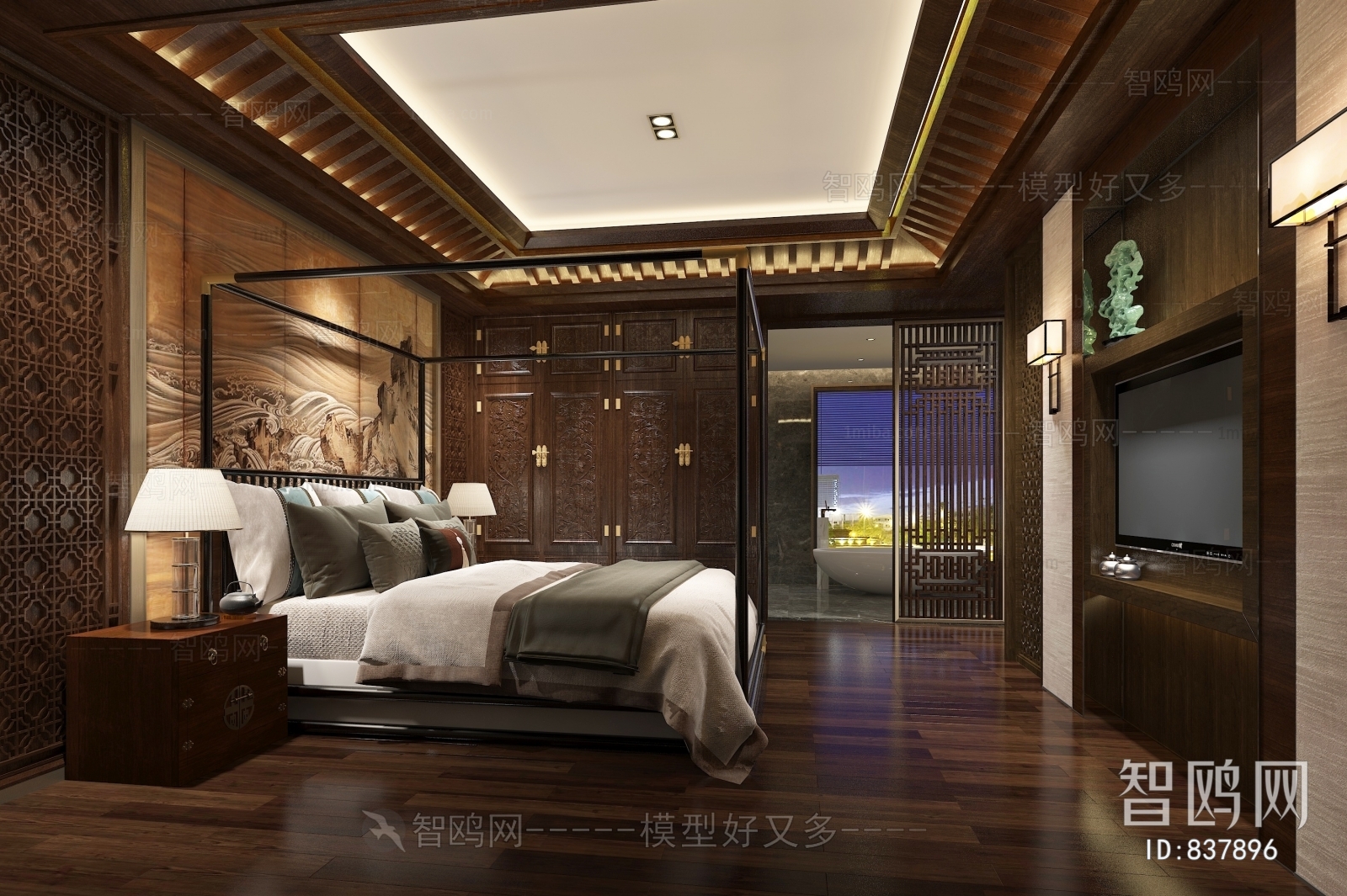 New Chinese Style Bedroom