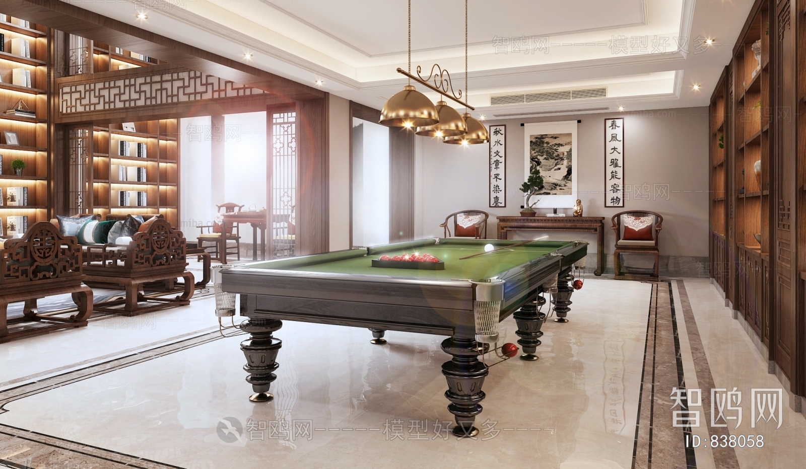 New Chinese Style Billiards Room