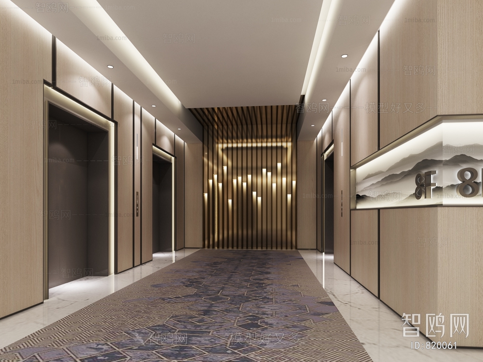 New Chinese Style Corridor Elevator Hall